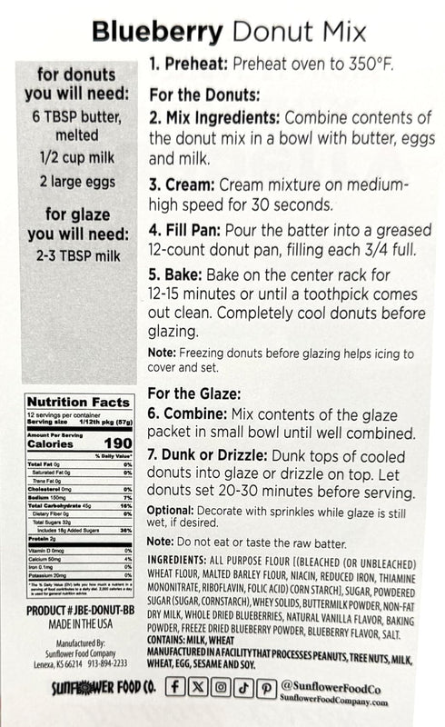 Blueberry Donut Baking Mix - Includes Glaze for Delicious Baked Treats