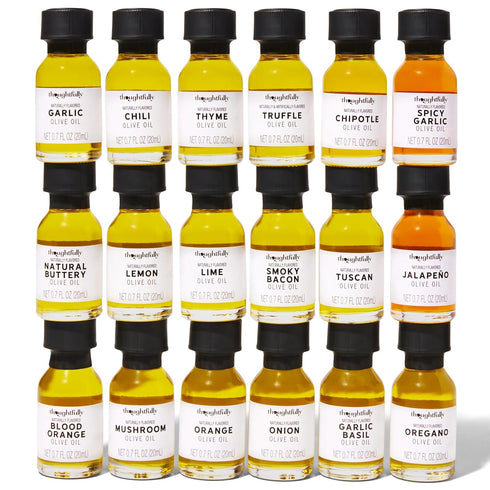 Set, Pack 18 Thoughtfully Gourmet, Olive Oil Sampler Gift Includes Uniquely Flavored Extra Virgin Cold Pressed Spanish