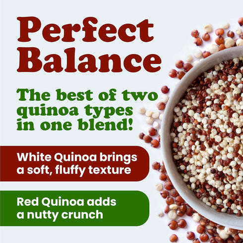 3 Food to Live Organic Raw White and Red Quinoa Blend, Pounds Whole, Nutritious, High in Protein and Fiber, Perfect