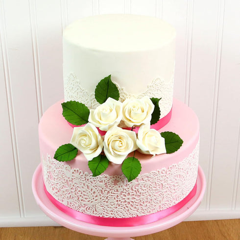 2 Inch, 25 Count Global Sugar Art Peace Rose Sugar Cake Flowers White by Chef Alan Tetreault