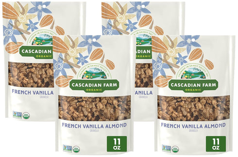Cascadian Farm Organic Granola, French Vanilla Almond Cereal, Resealable Pouch, 11 oz