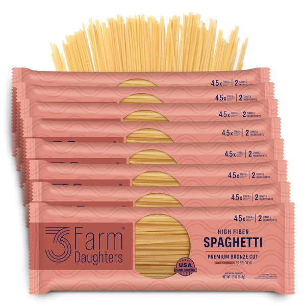 Three Farm Daughters High Fiber Pasta Spaghetti Pack, Irresistible, Low GI, Non