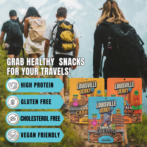 (3 3-Pack) Louisville Jerky Co. Vegan Jerky Plant-Based Maple Bacon Flavor, High Protein Snack Ounce, Sweet & Smoky