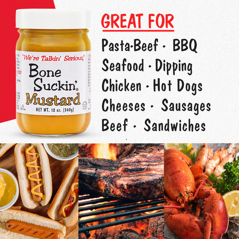 (2 Count, Bone Suckin' Sauce Mustard, Non GMO, Gluten and Fat Free, Great Tasting Condiment Variety)