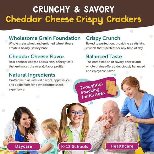 4 Packs, 20 Oz Appleways Cheddar Cheese Crackers, All-Natural Whole Grain Cheese Crisps, Healthy Crispy Cheese Snack