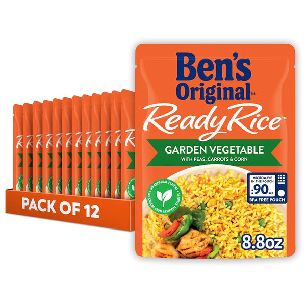 BEN'S ORIGINAL Ready Rice Garden Vegetable Flavored Rice, Easy Dinner Side, 8.8