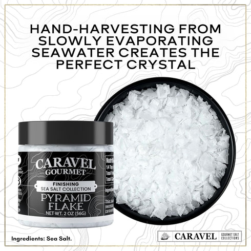 2-Pack 3.5 oz 2 oz Pinch Flaky Sea Salt Gift Bundle - Fleur de Sel and Pyramid Flake Salt for Finishing & Cooking