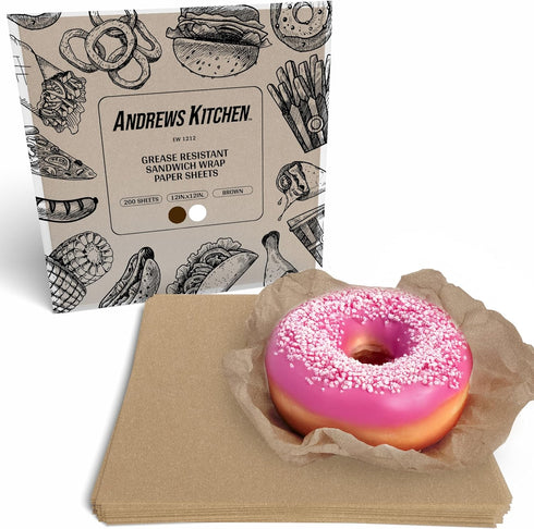 Deli Paper Sheets 12" 12", Grease-Resistant, Food-Safe, Non-Stick Wraps for Burgers, Sandwiches,