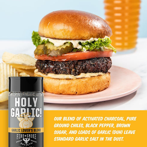 6 oz Fire & Smoke Society Holy Garlic All Purpose Seasoning | BBQ Rubs for Smoking and Grilling | Chicken, Pork