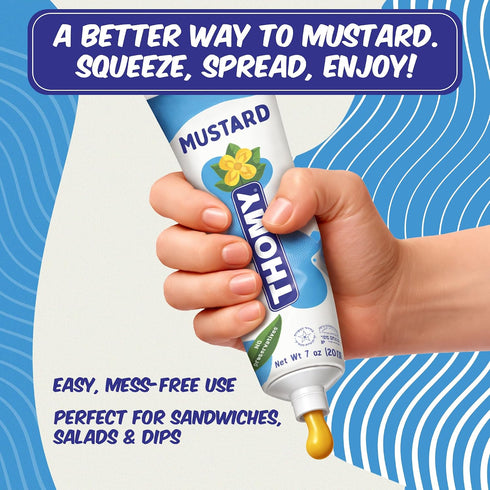 7oz 7oz (Pack 2) Thomy Mustard - German Mustard in Squeeze Tubes, Creamy Condiment for Sandwiches, Sausages, Pretzels