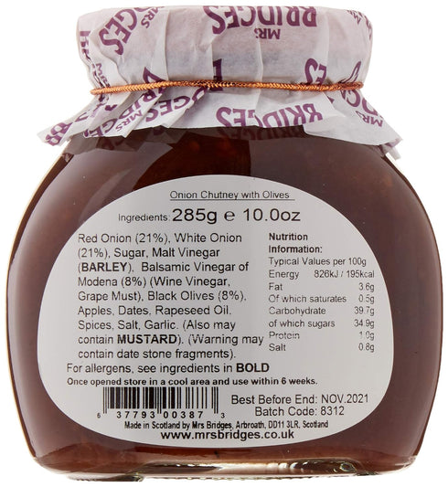 10 Mrs Bridges Onion Marmalade with Black Olives and Balsamic Vinegar, Ounce