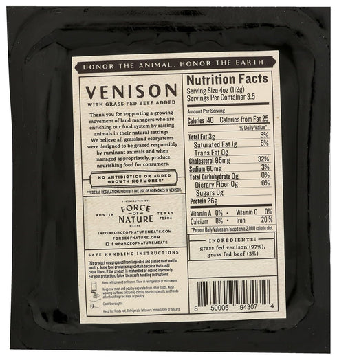 14 OZ Force of Nature Meats Ground Venison