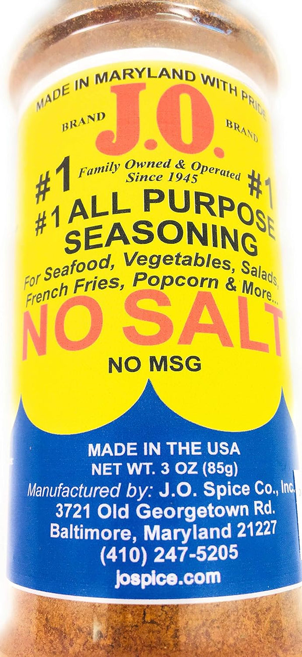 3 oz J.O. Spice Company #1 All Purpose Seafood Seasoning, NO SALT, for Seafood, Poultry, Meats, Popcorn, French Fries
