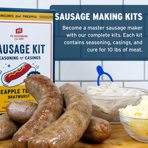 10 Lbs PS Seasoning Pineapple Teriyaki Bratwurst Kit - Sausage making Seasoning And Natural Hog Casings For Of Meat