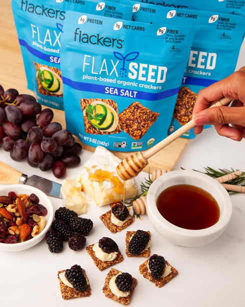 Flackers Organic Sea Salt Flaxseed Crackers, 5 Ounce, Gluten Free, Non GMO, Vegan Snack
