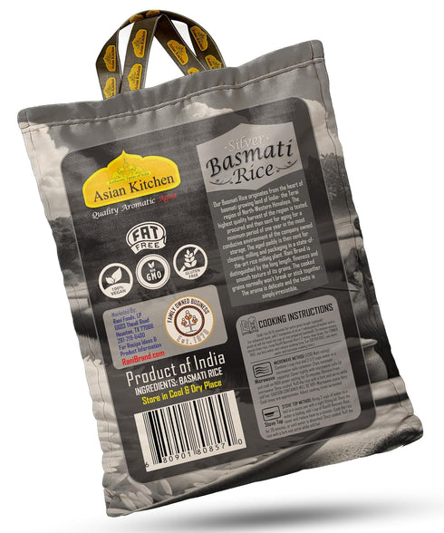 4lbs (1.81kg) Asian Kitchen Silver White Basmati Rice Extra Long Aged ~ All Natural | Gluten Friendly | Vegan | Indian
