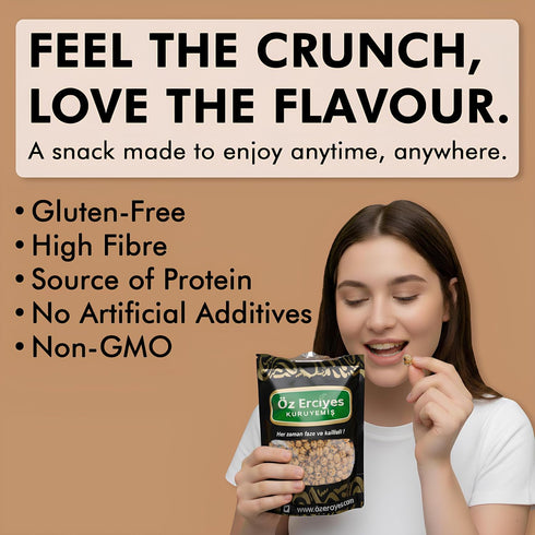 OZ ERCIYES 8.8 oz Roasted Chickpeas Snack Crunchy Garbanzo Beans, Healthy Bean Snack, Crispy Chickpeas, Chickpea
