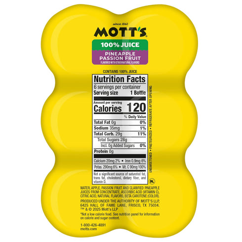 100% 8 oz 24 Count (4 Packs 6) Motts Pineapple Passion Fruit Juice Blend, fl bottles