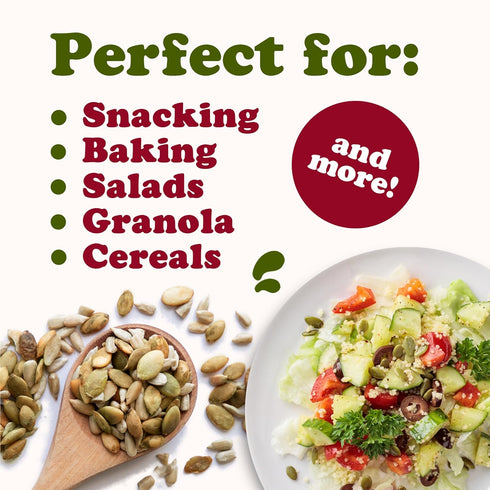 4 Food to Live Organic Dry Roasted Sunflower and Pumpkin Seed Mix, Pounds Oven Roasted, No Oil added, Healthy, Natural