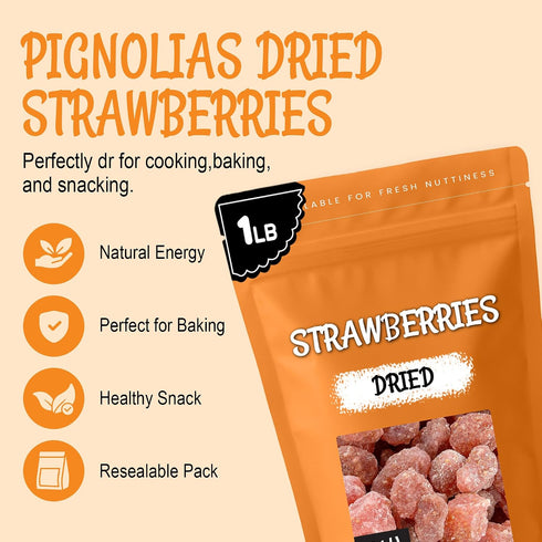 1 LB Packed Oh! Nuts Dried Strawberries - - Sweetened Dried Fruit - Dehydrated Fruit Bites - in New York Zip-Seal Bag