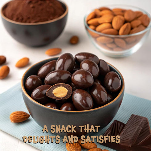 2 Pack Dark Chocolate Almonds - Pound Bulk - Whole Dry Roasted Dark Chocolate Covered Almonds - Candy for Office