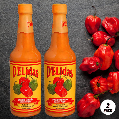 D'ELidas Habanero Hot Sauce, Natural Habanero Pepper Hot Sauce, Chombo Picante Sauce #1 in Panama, Non-GMO, Keto Friendly Food Habanero Sauce, 10 Fl Oz (Pack of 2)