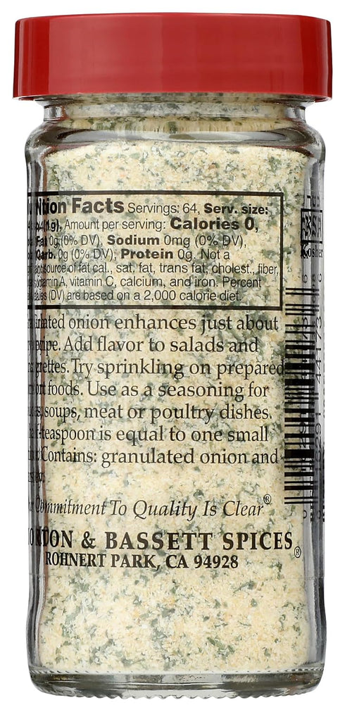 Bassett 2.3oz Morton & Granulated Onion with Parsley, Salt-Free, Non-GMO, Herb Blend, Savory Seasoning for All Purpose