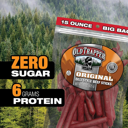 Sticks,15-Ounce Package, (Pack Old Trapper Original Deli-Style Beef Perfect for On-the-Go Snacking, Six Grams