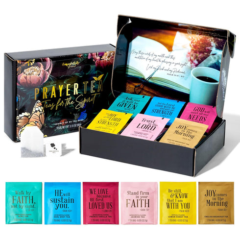 Thoughtfully, Tea Affirmations Christian Prayer Gift Set for Women, Religious Tea Gift