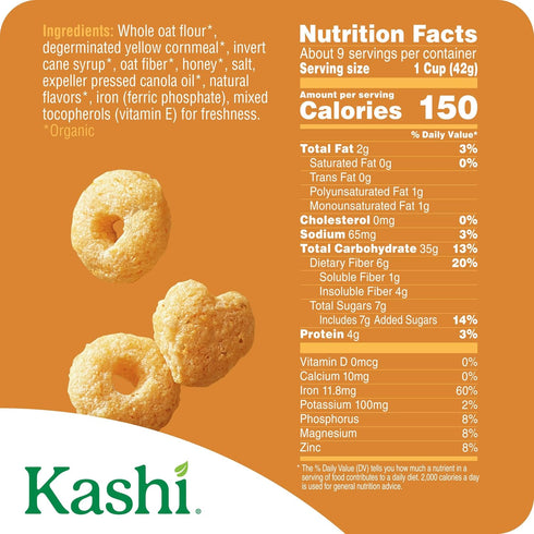 13.6oz (1 Kashi Breakfast Cereal, Organic, Whole Grain, Honey Toasted, Box Box)