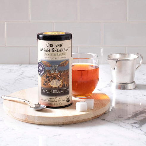The Republic of Tea Organic Assam Breakfast Black Tea, Tin of 50 Bags