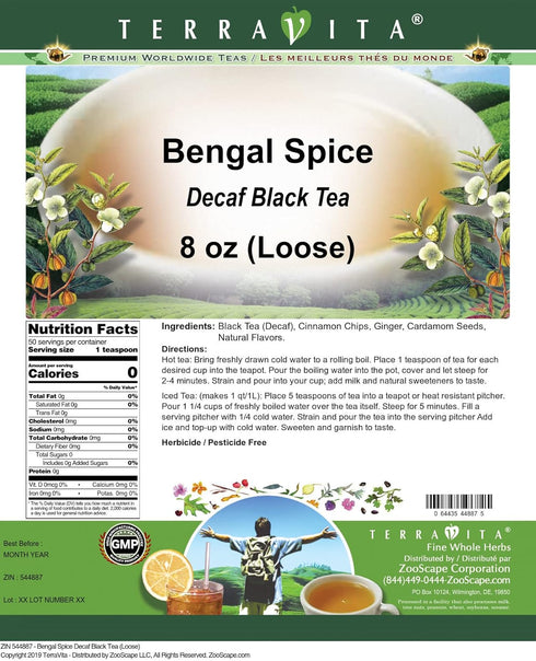 Terravita (8 oz, 544887) Bengal Spice Decaf Black Tea (Loose) ZIN: