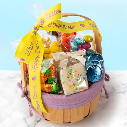 Easter Basket with Chocolate Bunny Chocolate Candy and Sweets Easter Basket, Festive Holiday Treat Assortment by A Gift
