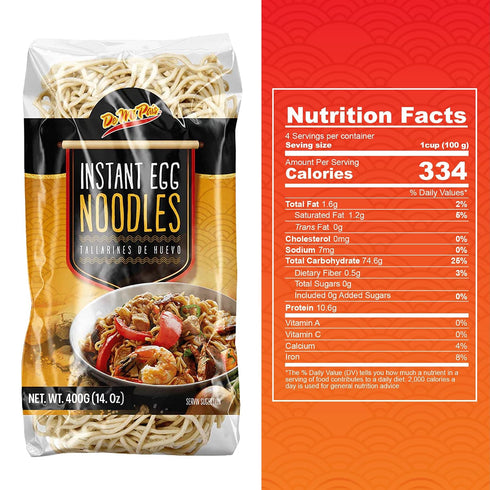 14 oz 1-Pack De Mi Pais Egg Noodles Instant Egg Noodles for Soup, Stir-Fry, Pasta or Ramen Recipes; Traditional Noodles