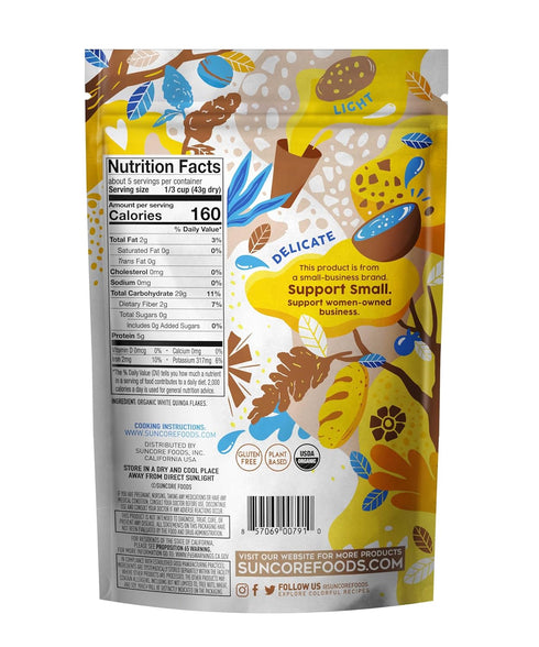 8oz (2 Pack) Suncore Foods Organic Snow Quinoa Flakes, Gluten-Free, Non-GMO