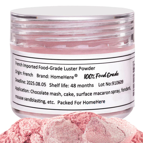 HomeHere 7g Edible Luster Dust Food-Grade Glitter for Cake Decorating, Light Pink Sprinkle Glitter for Desserts
