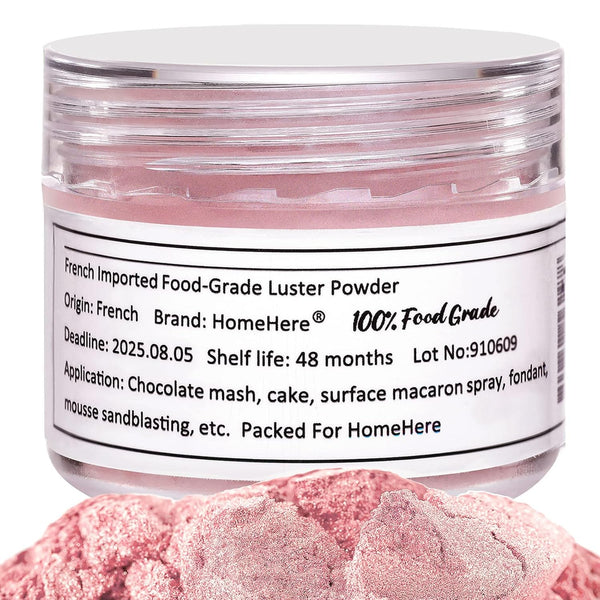 HomeHere 7g Edible Luster Dust Food-Grade Glitter for Cake Decorating, Light Pink Sprinkle Glitter for Desserts
