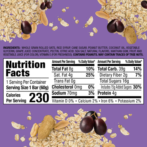 Bobo's Whole Grain Oats Grape PB&J Snack Bars - Gluten Free & Non-GMO