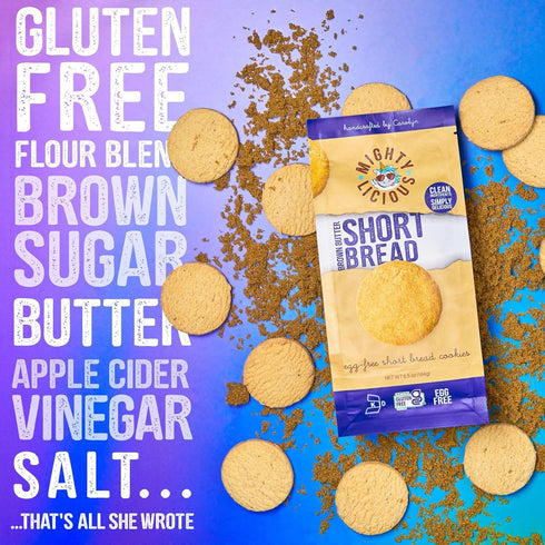 (1-Pack) MIGHTYLICIOUS Brown Butter Shortbread Cookies, Gluten-Free Cookies, Egg-Free Snack, Allergen-Friendly, Kosher