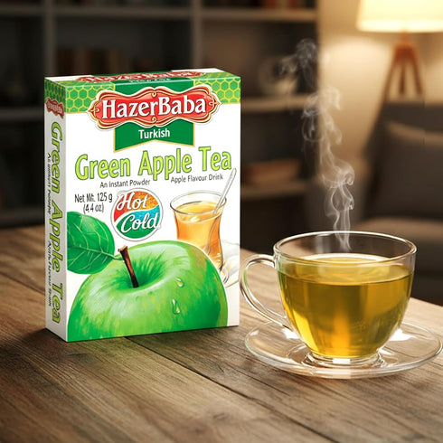 4.4oz (Pack 1), Hazer Baba Instant Drink Mix with Green Apple Flavor, of Fruity Natural Powder, Caffeine-Free, Quick