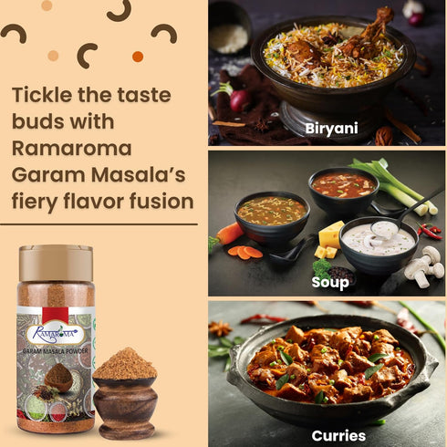 Ramaroma Natural Garam Masala Indian 15-Spice Blend Powder, 3.5oz, All Natural, Vegan, Gluten Friendly, No Preservatives