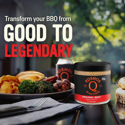 16 Oz Kosmos Q Original BBQ Beef Injection, Award-Winning Brisket Marinade for Ribs, Roasts, & More, Moisture-Retaining