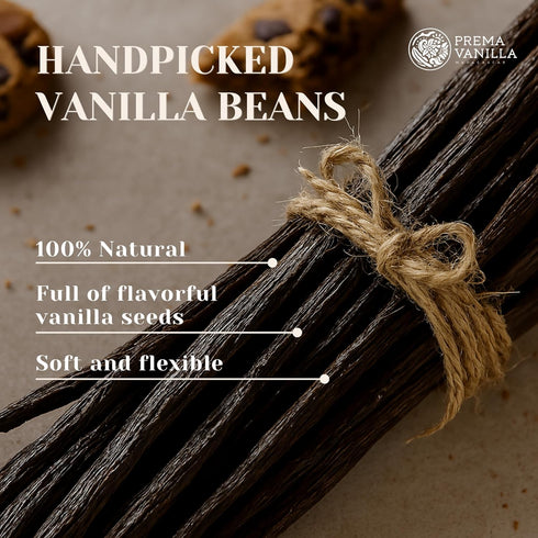 Pack 2 1 PREMA VANILLA Madagascar Vanilla Beans, Grade A Bourbon Pods For Making Vanilla Extract, Good For Cooking