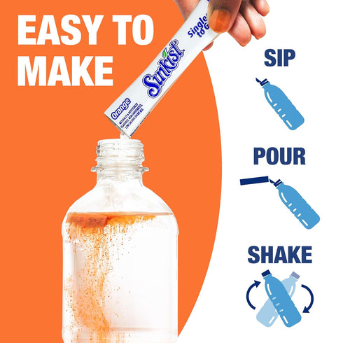 12 6 Packets 72 Sunkist Soda Orange Singles To Go Drink Mix, Boxes with Each - Total Servings