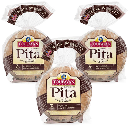 Toufayan Bakery, Whole Wheat Pita Bread | Naturally Vegan, Cholesterol Free (12oz