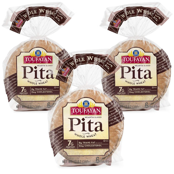 Toufayan Bakery, Whole Wheat Pita Bread | Naturally Vegan, Cholesterol Free (12oz
