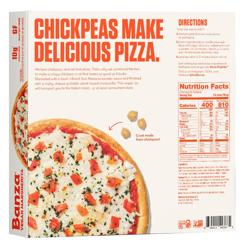 Frozen 11.4oz Banza Vegan Margherita Pizza from Chickpeas - High Protein, Dairy Free, Gluten Free, Vegan Pizza