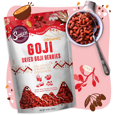 Suncore Foods Dried Goji Berries, Gluten-Free, Non-GMO, 8oz (1 Pack)
