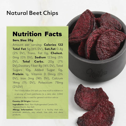 2.2 LBS) NUTS U.S. - Beet Chips | Sea-Salted | No Color Added and No Sugar Added | All Natural | Delicious And Healthy