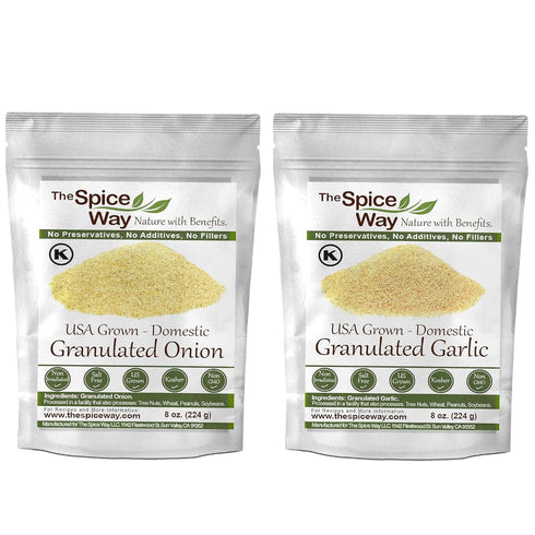The Spice Way Bundle of 2 Includes Granulated Garlic - 8oz &